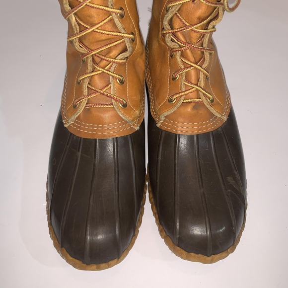 L.L. Bean Maine Hunting Boots Mens 12 Brown Leather Duck Waterproof USA
